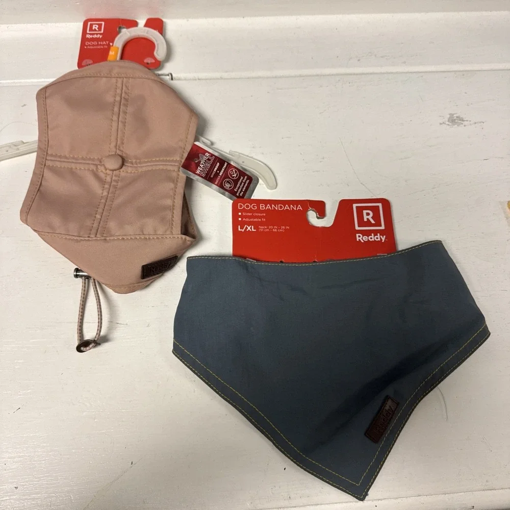 Reddy‎ dog Pink hat weather shell + Gray Bandana Sz: L/XL water-resistant